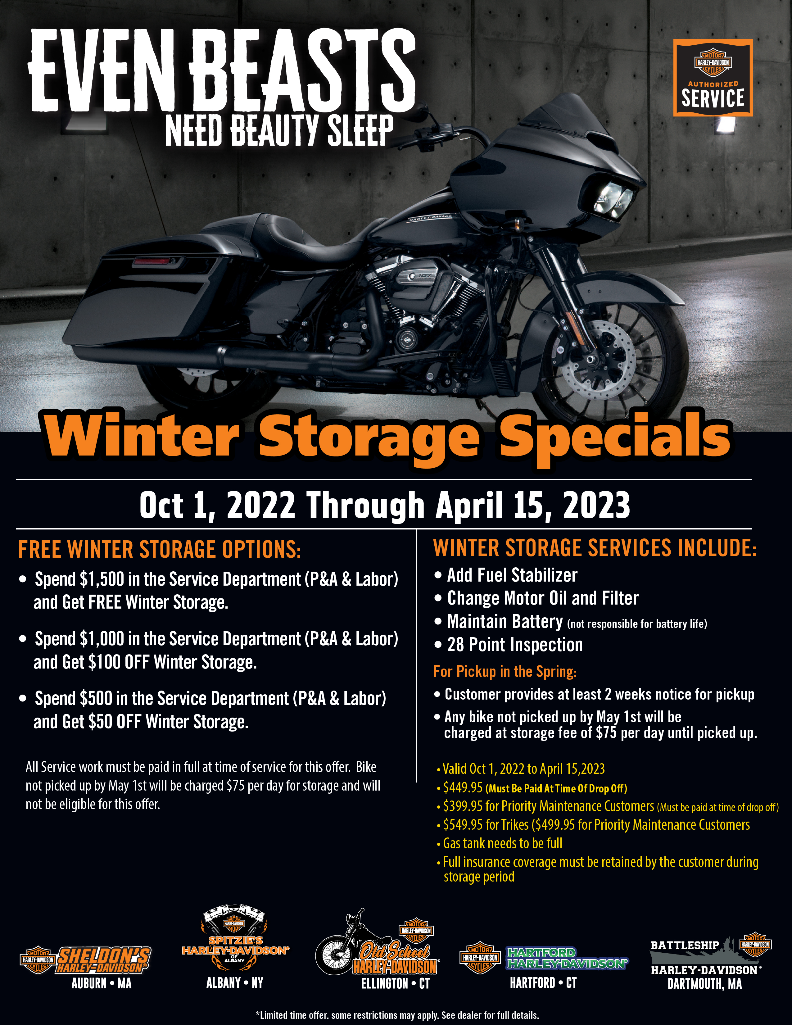 Motorcycle Winter Storage near Fall River, MA
